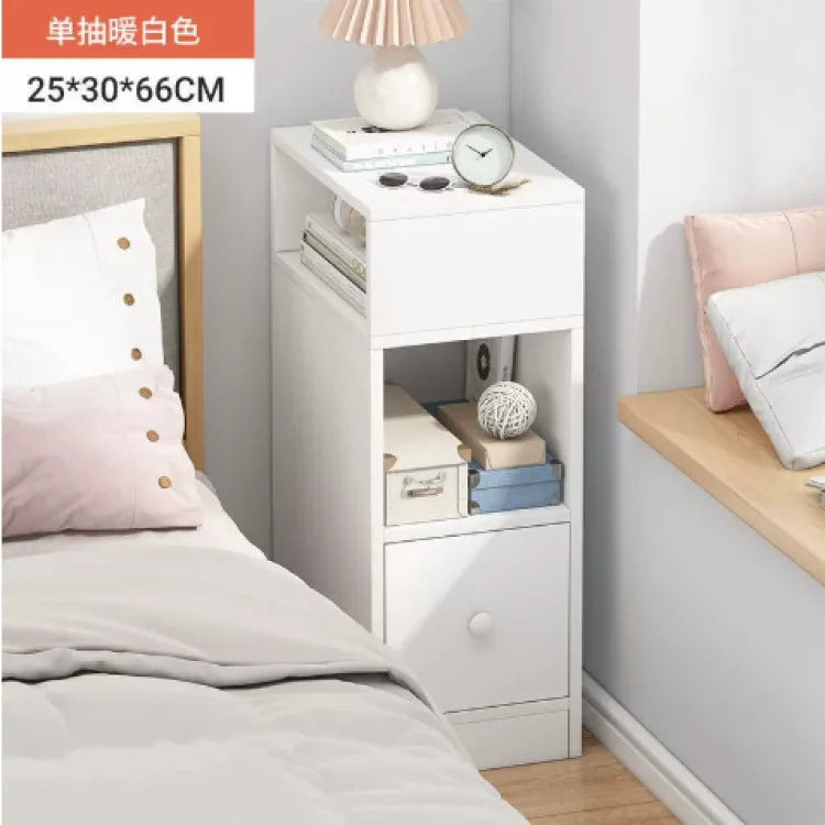 Mesita de noche moderna y sencilla con cajón, armario multifuncional para dormitorio y sala de estar, organizador con estantes.