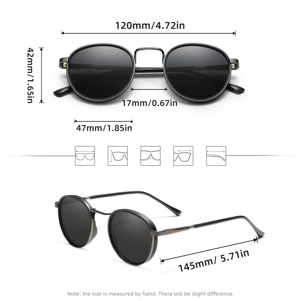 Gafas de sol de diseño retro con montura redonda para hombre, polarizadas, UV400, para mujer, accesorios informales para conducir.