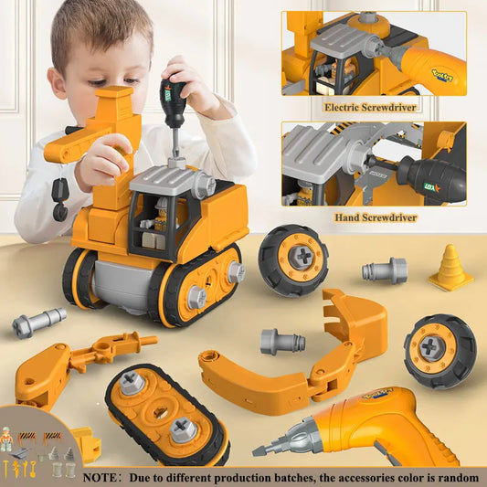 Vehículo de ingeniería para niños, taladro eléctrico, herramientas, juguetes, juegos educativos ensamblados, herramientas para niños, regalo de construcción con tuercas