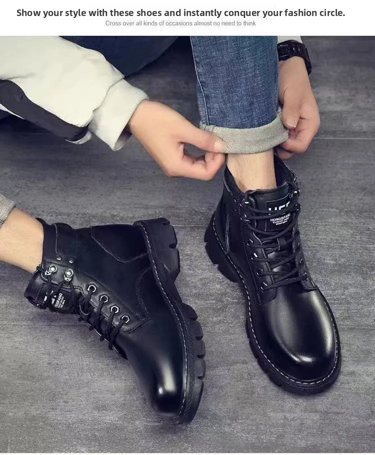 Botas de hombre de piel suave con forro interior, informales, para otoño e invierno, de alta calidad, versátiles, cómodas y que combinan con todo.