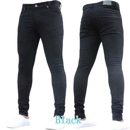 Pantalones vaqueros negros de hombre, corte ajustado, color gris, estilo casual, ajustados, estilo hip hop, urbano, de algodón.