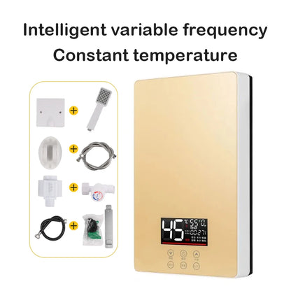 Calentador de agua eléctrico termostático DMWD de 7000 W con control remoto. Calentador instantáneo, resistente al agua y sin tanque, ideal para ducha o bañera.