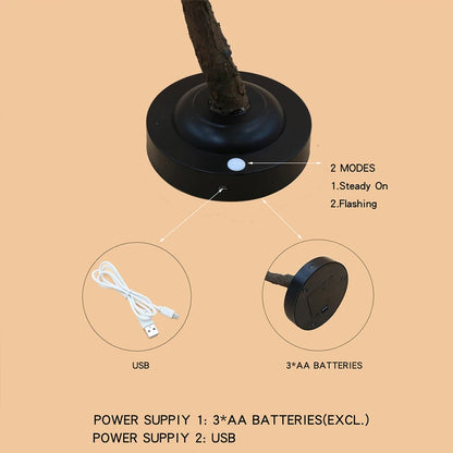 Luces LED para árbol, luz ambiental verde, lámparas de mesa con batería, para interiores, salas de estar, dormitorios, camping, decoración de verano para el hogar.