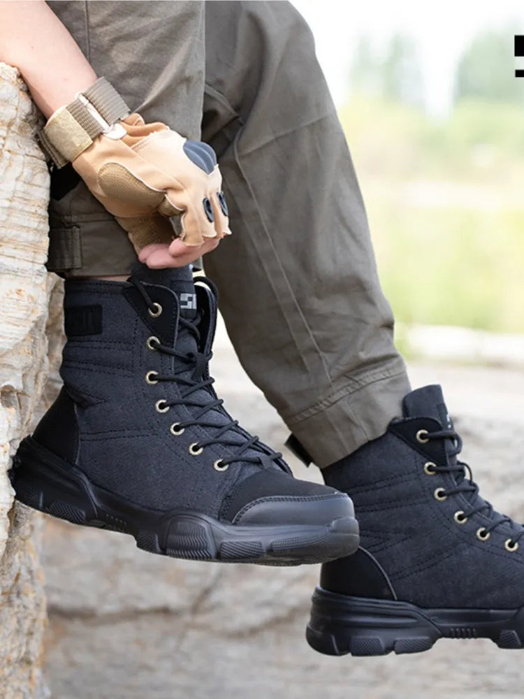 Botas de trabajo nuevas, indestructibles, zapatos de seguridad anti-aplastamiento, zapatos con puntera de acero para hombre, zapatillas a prueba de pinchazos, zapatos de trabajo antideslizantes.