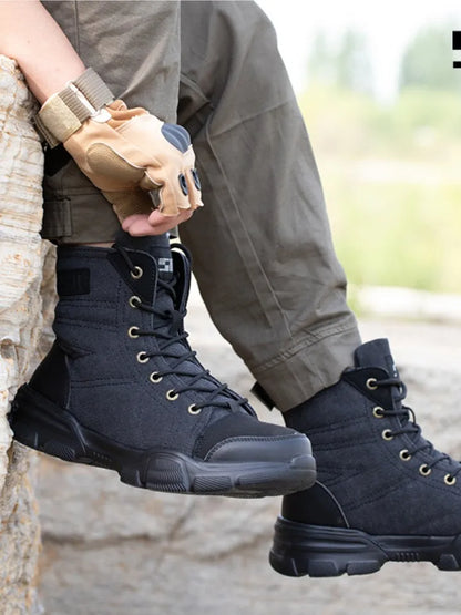 Botas de trabajo nuevas, indestructibles, zapatos de seguridad anti-aplastamiento, zapatos con puntera de acero para hombre, zapatillas a prueba de pinchazos, zapatos de trabajo antideslizantes.