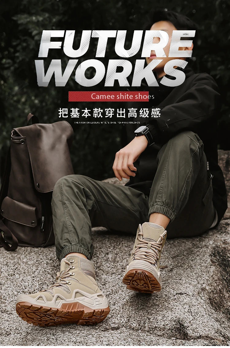 Botas tácticas para hombre con correas para entrenamiento de combate, impermeables, transpirables, ideales para senderismo y uso multifuncional en motocicleta.