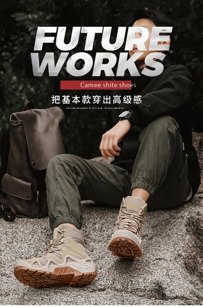 Botas tácticas para hombre con correas para entrenamiento de combate, impermeables, transpirables, ideales para senderismo y uso multifuncional en motocicleta.