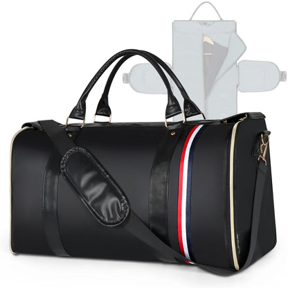Bolsa de almacenamiento de trajes plegable de gran capacidad, impermeable, de cuero PU, con correa para el hombro, maleta de viaje para viajes de negocios.