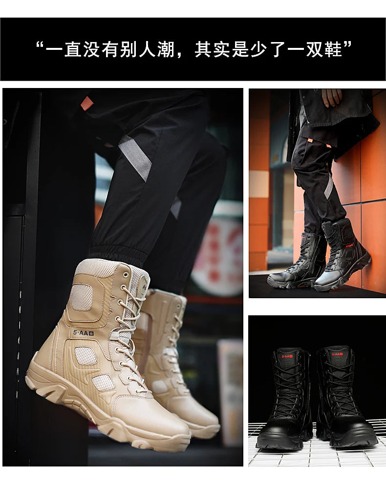 Botas tácticas para hombre, nuevas, de invierno, para combate, hasta el tobillo, antideslizantes, para trabajo, seguridad, botas militares, impermeables, para motocicleta.