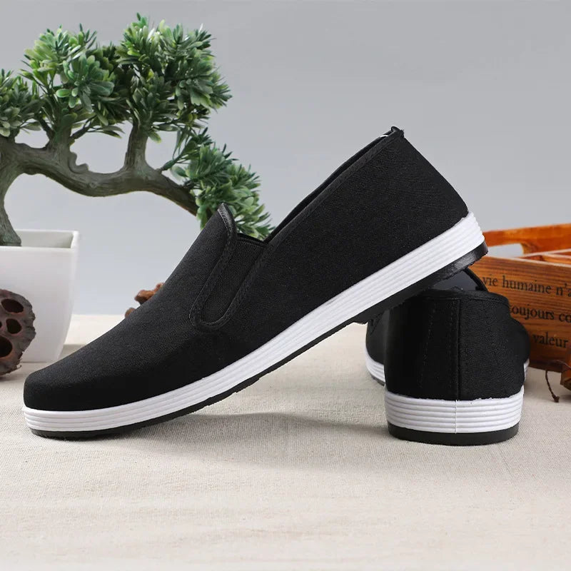 Zapatos de tela para hombre de Beijing, zapatos de trabajo de nuevo estilo, suela de goma, zapatos de tela negros, zapatos de trabajo de un solo paso, zapatos casuales de punta redonda transpirables