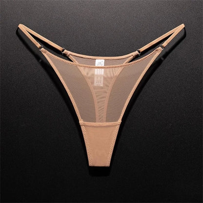 Tanga de mujer con abertura alta sin costuras, malla ultrafina, ropa interior sexy, gasa transparente, deportiva, fitness, talla grande