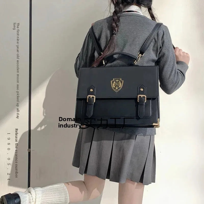 Bolso Jk de estilo universitario con diseño floral, bandolera doble para mujer, de PU, con bolsillo interior con cremallera.
