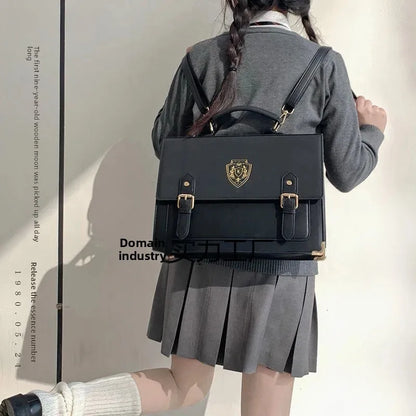 Bolso Jk de estilo universitario con diseño floral, bandolera doble para mujer, de PU, con bolsillo interior con cremallera.