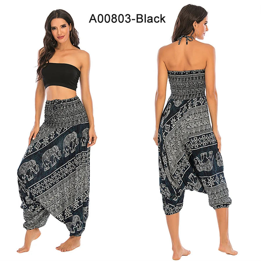 Bohemian Pants Women Pantalones Mujer Hippie High Waist Rayon Harem Baggy Boho Yoga Beach Wear Pour Femme Calca Feminina Printed