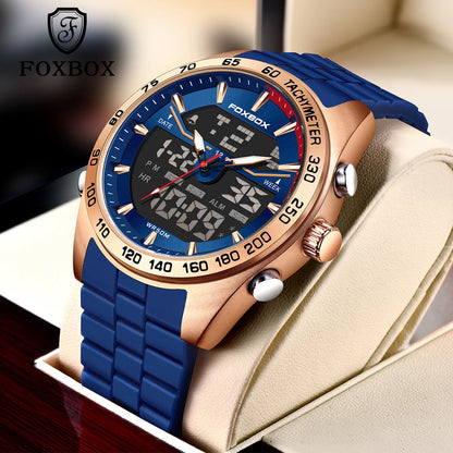 Reloj digital de lujo para hombre FOXBOX, marca superior, modelo 2026 New Business Watch, estilo militar, resistente al agua, a la moda, con movimiento de cuarzo.