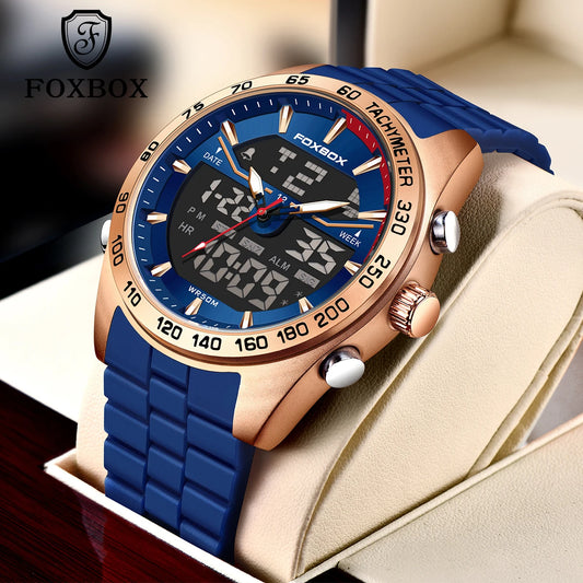 Reloj digital de lujo para hombre FOXBOX, marca superior, modelo 2026 New Business Watch, estilo militar, resistente al agua, a la moda, con movimiento de cuarzo.