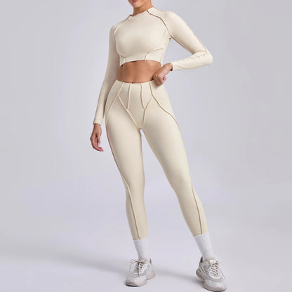 Yoga Set Workout Tracksuits 2 Pieces Gym Clothes Sportswear Yoga Suits For Women Fitness Set Sports Long Sleeved Gym Leggings