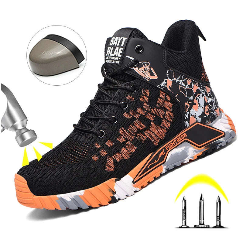 Zapatos de seguridad de caña alta con punta de acero para hombre y mujer, botas de seguridad indestructibles y antigolpes.
