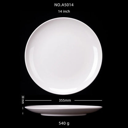 Plato redondo de melamina blanca de 8-14 pulgadas para cena, bandejas para carne estilo occidental, vajilla de hueso para postre, platos de plástico de imitación de porcelana.