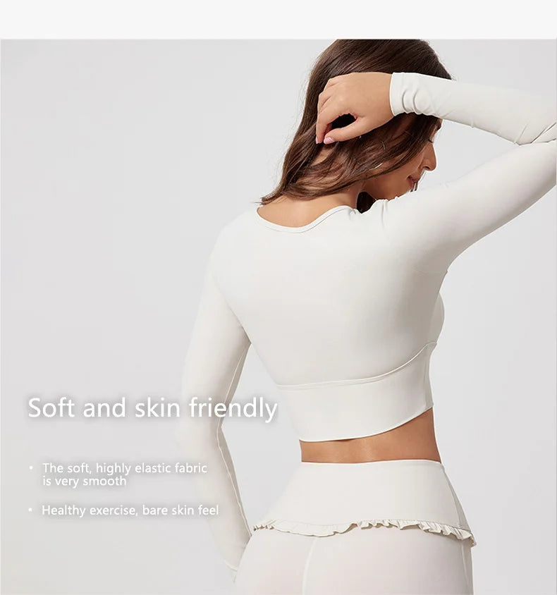 Ctenkevet - Conjunto de 2 piezas de camiseta de manga larga de secado rápido para mujer, para gimnasio, yoga, deportes al aire libre, traje deportivo de dos piezas