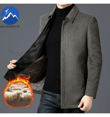 Chaqueta de lana para hombre Maxbarley, estilo moderno, con solapa, ideal para actividades al aire libre, oficina, parka gruesa y cálida, estilo casual y elegante, ligera, perfecta para el invierno.