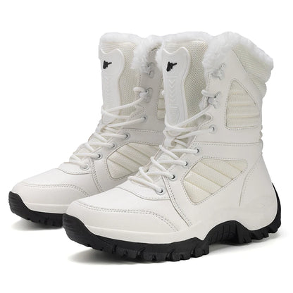 Botas de nieve de invierno para hombre y mujer, impermeables, de cuero, muy cálidas, para exteriores, senderismo, trabajo, talla grande