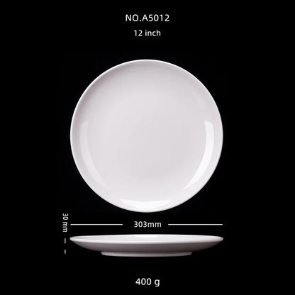 Plato redondo de melamina blanca de 8-14 pulgadas para cena, bandejas para carne estilo occidental, vajilla de hueso para postre, platos de plástico de imitación de porcelana.