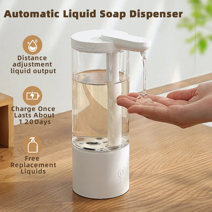 Dispensador automático de jabón líquido de 500 ml para cocina, recargable por USB, sin contacto, de alta capacidad, para detergente. También apto para baño.