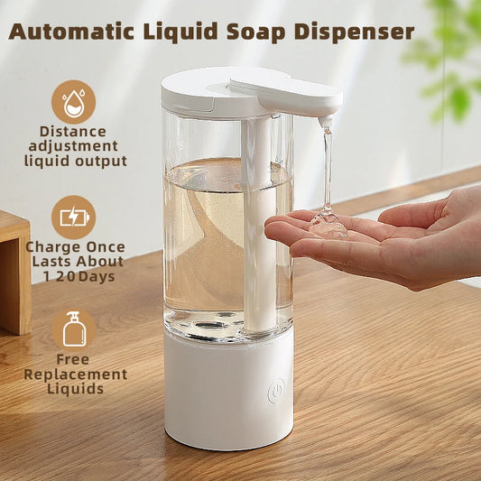 Dispensador automático de jabón líquido de 500 ml para cocina, recargable por USB, sin contacto, de alta capacidad, para detergente. También apto para baño.