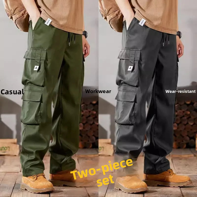 Pantalones de trabajo para hombre, de pierna recta, estilo casual, resistentes, tipo cargo, para trabajos pesados, transpirables y cómodos, estilo militar.
