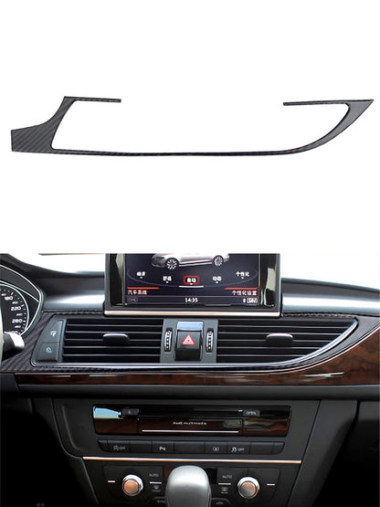 Accesorios decorativos para el interior del coche Audi A6 A7 2012 2013 2014 2015 2016 2017 2018, pegatinas negras de fibra de carbono, embellecedor de cubierta.