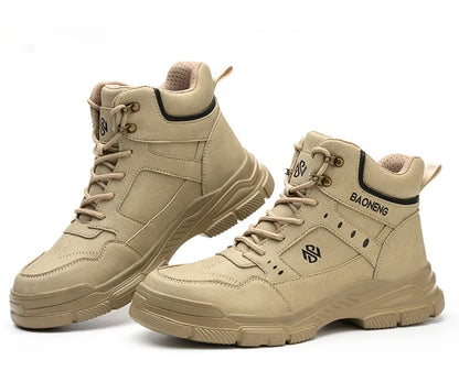 Botas de seguridad de caña alta para hombre, con puntera de acero y protección antipinchazos. Calzado de trabajo resistente y protector para la construcción.