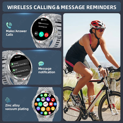 Reloj inteligente deportivo para exteriores para hombre, con batería grande de 1100 mAh, brújula, linterna LED, control del ritmo cardíaco, compatible con Android e iOS.