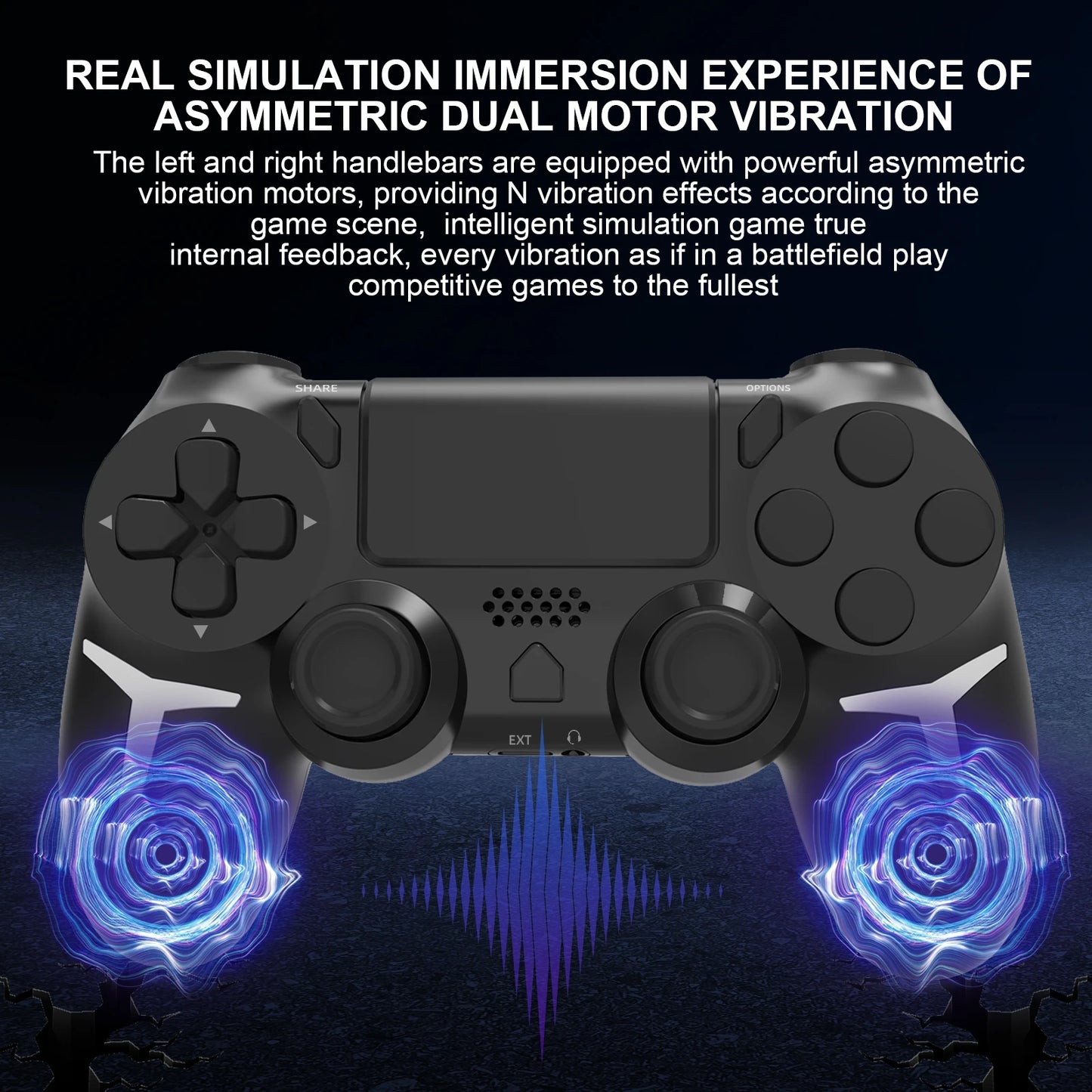 GAMINJA Giroscopio de 6 ejes con doble vibración y panel táctil, mando inalámbrico Bluetooth para PS4, PS3, consola, ordenador y PC
