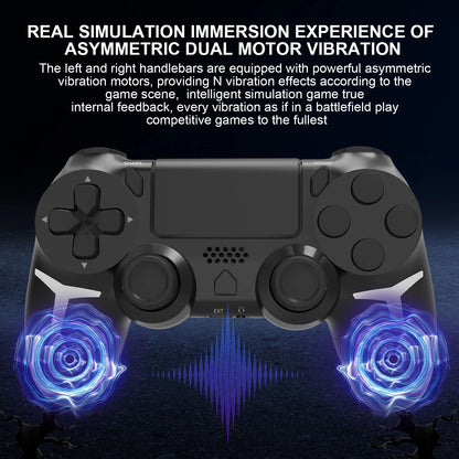 GAMINJA Giroscopio de 6 ejes con doble vibración y panel táctil, mando inalámbrico Bluetooth para PS4, PS3, consola, ordenador y PC