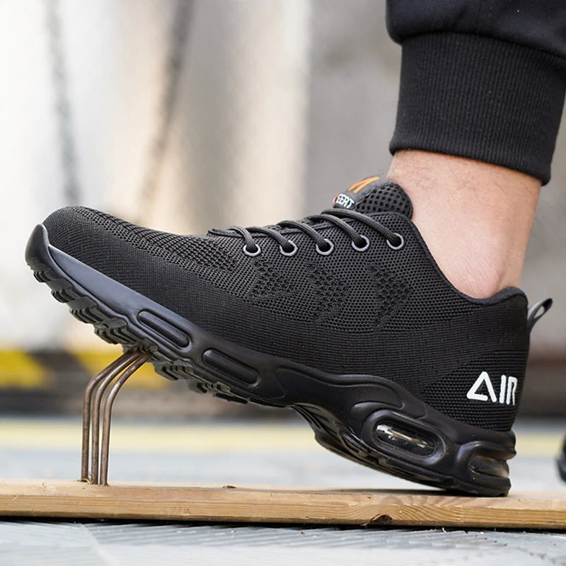 Calzado de seguridad para hombre, botas de trabajo ligeras, zapatillas con cámara de aire, zapatos de trabajo antiperforación, zapatos indestructibles con puntera de acero.