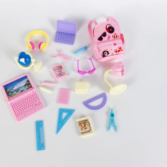 19 lindos accesorios escolares, regla, lápiz, lámpara de mesa, casa de muñecas, artículos en miniatura para muñecas, juguetes para niños, regalo de Navidad.