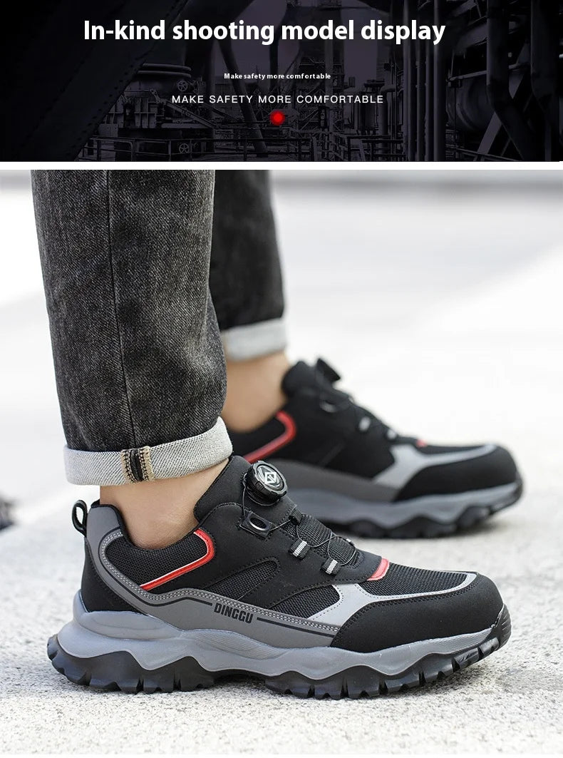 Zapatos de seguridad tipo zapatillas ligeras y transpirables con puntera de acero, diseño antiperforación, amortiguación de impactos y protección antiaplastamiento, calzado de trabajo para hombre.