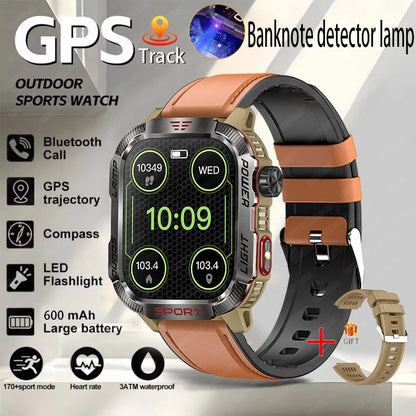 Nuevo reloj inteligente militar con GPS para Huawei y Xiaomi, linterna, brújula, resistente al agua, rastreador deportivo para exteriores, Bluetooth y llamadas.