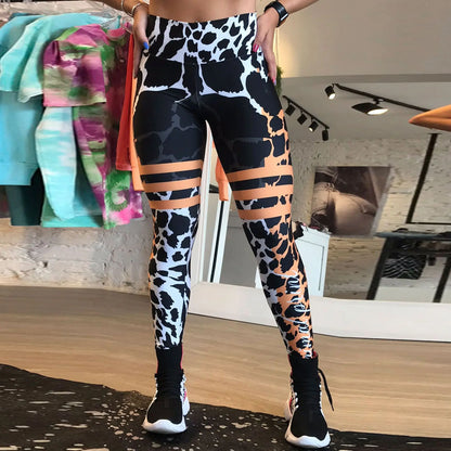 Pantalones de mujer con estampado 3D de rayas de leopardo, leggings deportivos push up para correr, pantalones ajustados, pantalones casuales para mujer, leggings de fitness para mujer