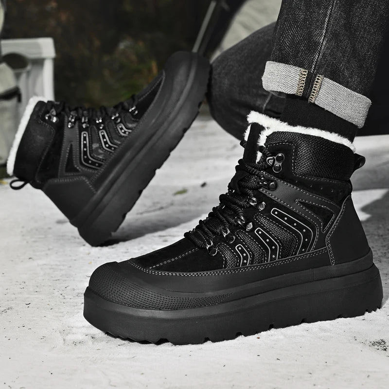 Zapatillas altas de ocio, botines cómodos de moda para hombre, botas para exteriores, zapatos de negocios antideslizantes, nuevas botas de cuero para motocross de hombre