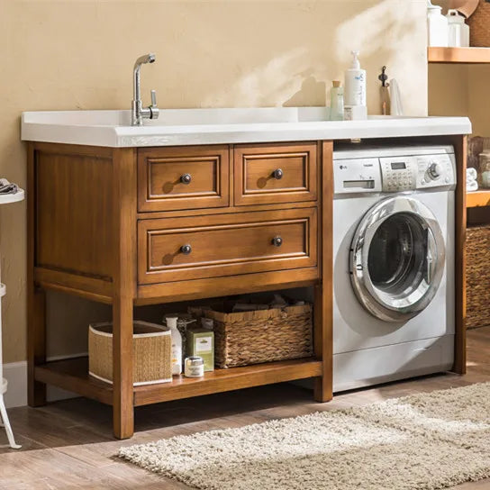 Lavadero moderno al por mayor con mueble y fregadero con lavadora