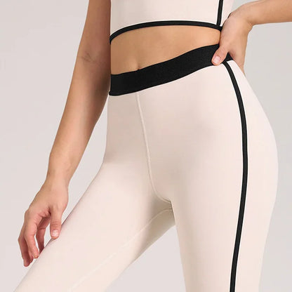 Traje de yoga deportivo para mujer, conjunto de entrenamiento de fitness, color melocotón, con espalda integrada, top de yoga, chaleco de cintura alta, top corto para levantar la cadera, pantalón de yoga para gimnasio