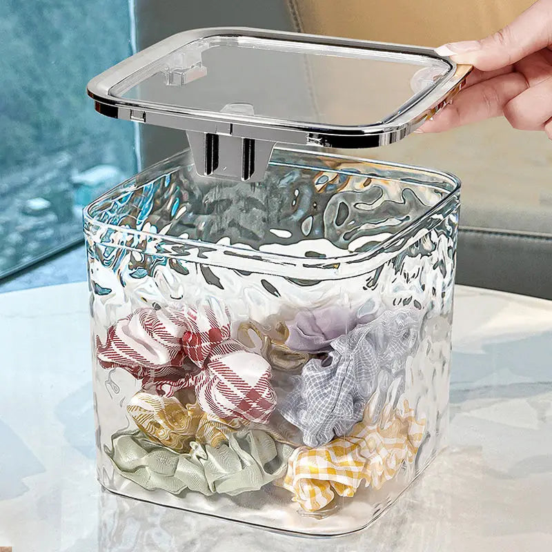 Caja de almacenamiento de accesorios para el cabello para niños, horquilla de escritorio para niña, diadema, banda de goma, caja de acabado acrílico transparente,
