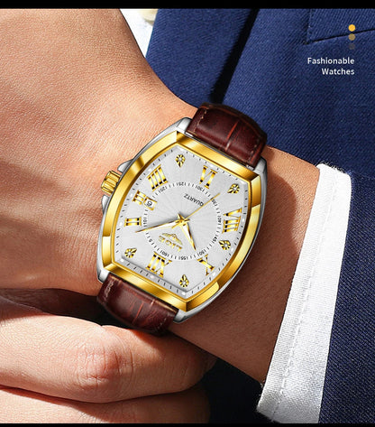 LIGE - Nuevos relojes militares para hombre, marca original de lujo, de cuero, de cuarzo, cronógrafo cuadrado resistente al agua