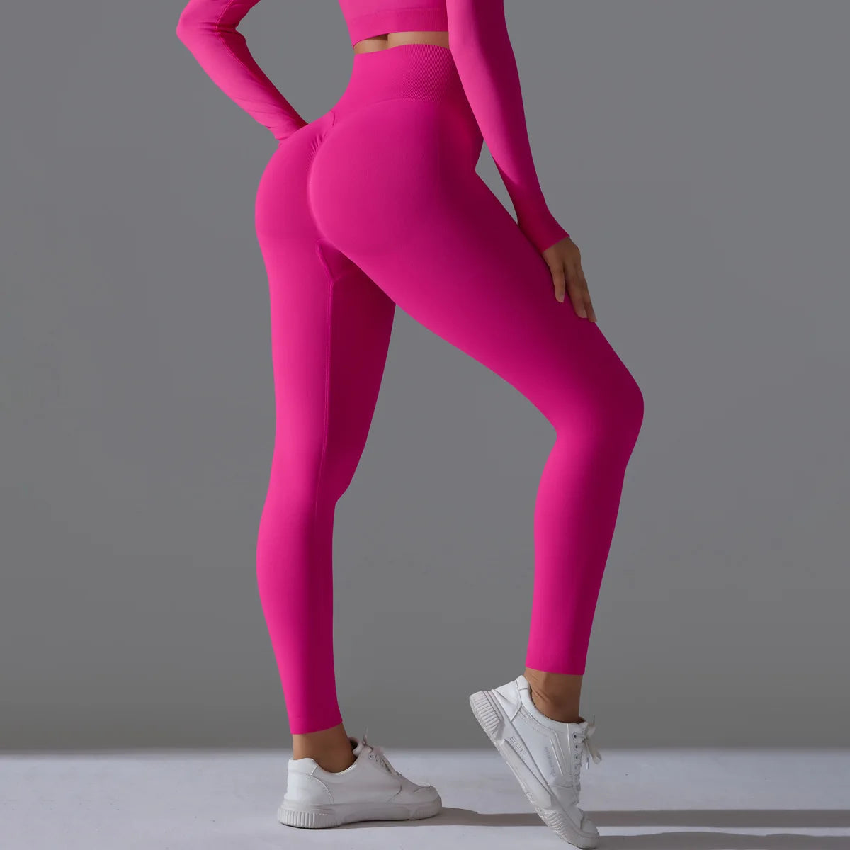 Leggings deportivos de yoga para mujer, sin costuras, cintura alta, elásticos, color sólido, para gimnasio, correr, secado rápido, realce y efecto moldeador.