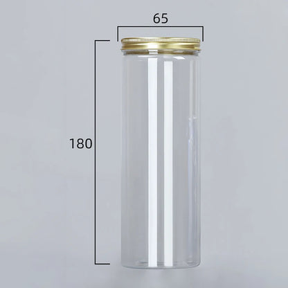 Frasco de plástico transparente de 15 tamaños con tapas de aluminio rosa, contenedor vacío para crema facial, contenedor de cosméticos, botellas rellenables de viaje doradas.