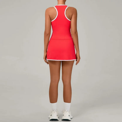 Conjunto de falda de yoga para mujer, conjunto deportivo de tenis, camiseta sin mangas deportiva de secado rápido, ropa de yoga de cintura alta antiexposición, ropa deportiva de fitness para yoga