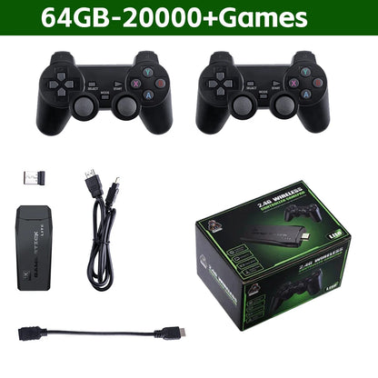 Consola de videojuegos con control inalámbrico 2.4G, 4K, alta definición, 64 GB, más de 20 000 juegos, juegos retro, regalo de Navidad para niños.