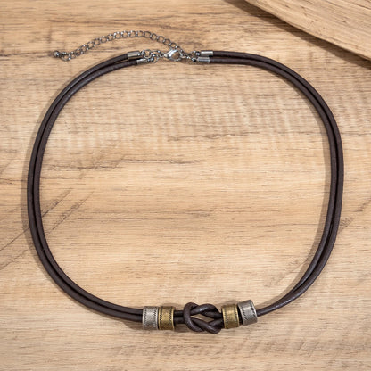 Gargantilla vintage de cuero sintético con cuentas de metal para hombre, collar moderno para el cuello, accesorios 2023, joyería de moda, regalo para hombre